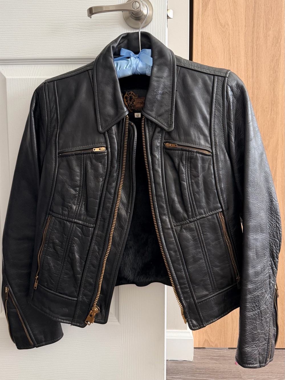 70s leather cafe racer jacket /Small